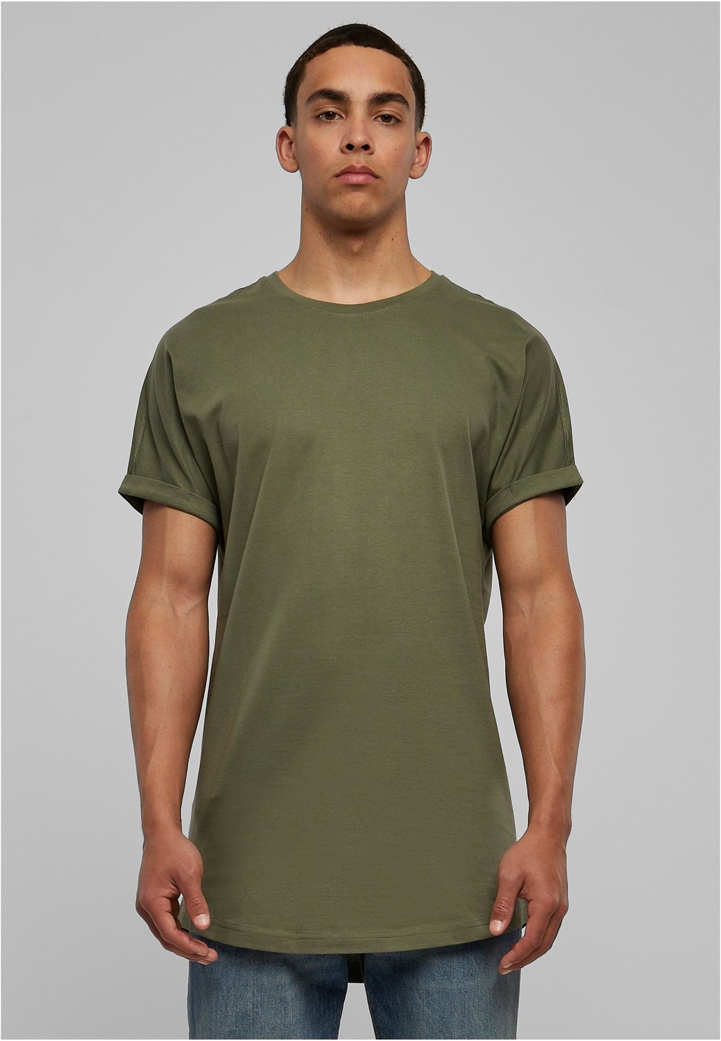 Olive T-shirt with a long shape