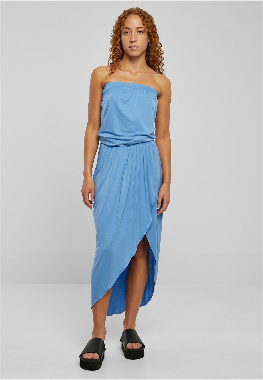 Women's Bandeau viscose dress in blue