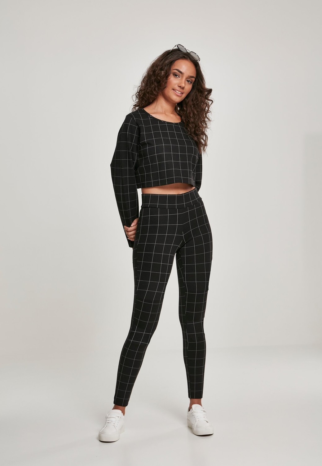 Women's high-waisted leggings black/white