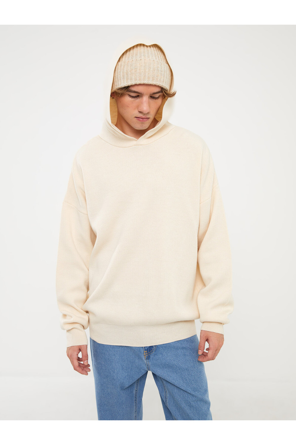 LC Waikiki Men's Long Sleeve Knitwear Sweater with a Hoodie