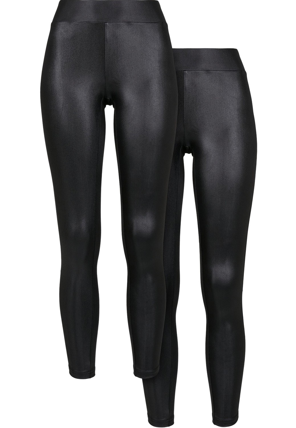 Women's Synthetic Leather Leggings 2 Pack Black+Black