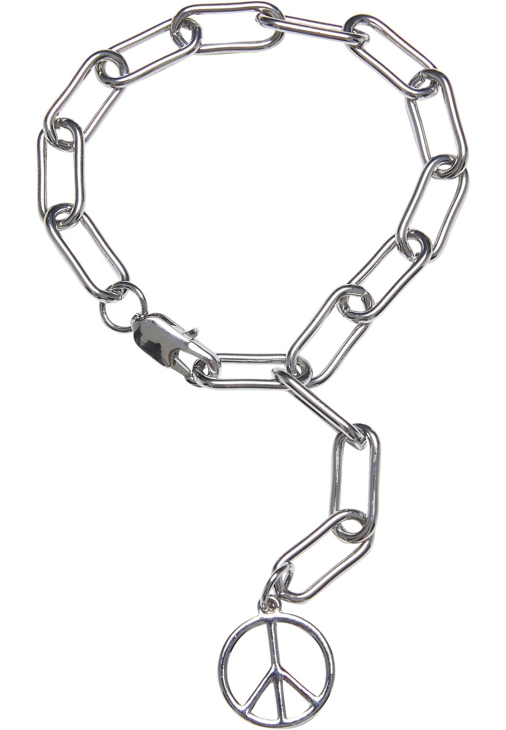Y Chain Peace Pendant Bracelet Silver