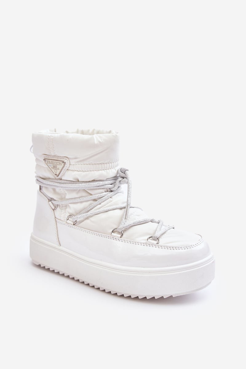 Women's lace-up platform snow boots, white Fleure