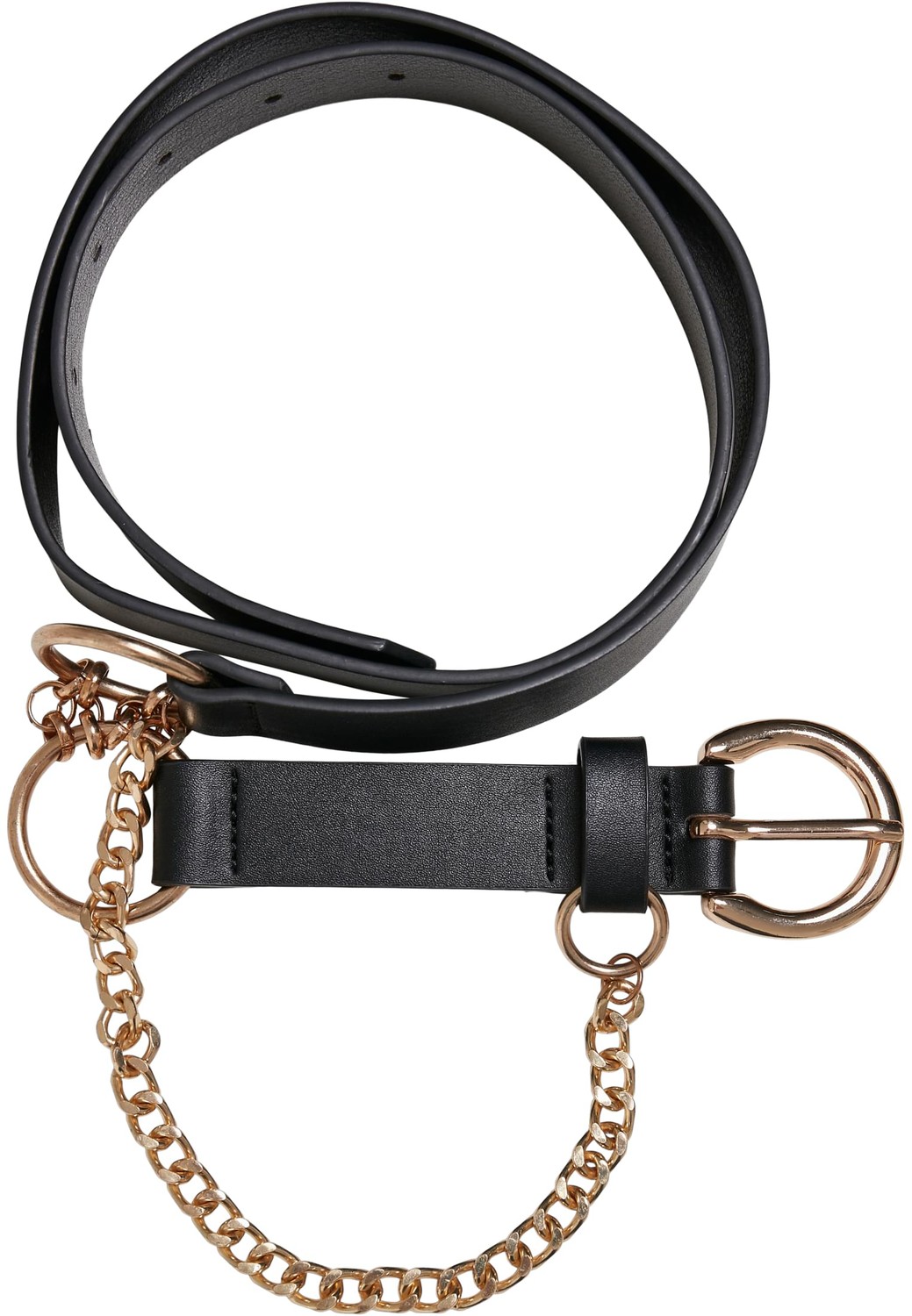 Synthetic leather strap with black/gold chain