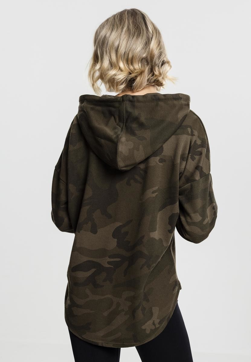 Women's Oversized Camo Hooded Olive Camo