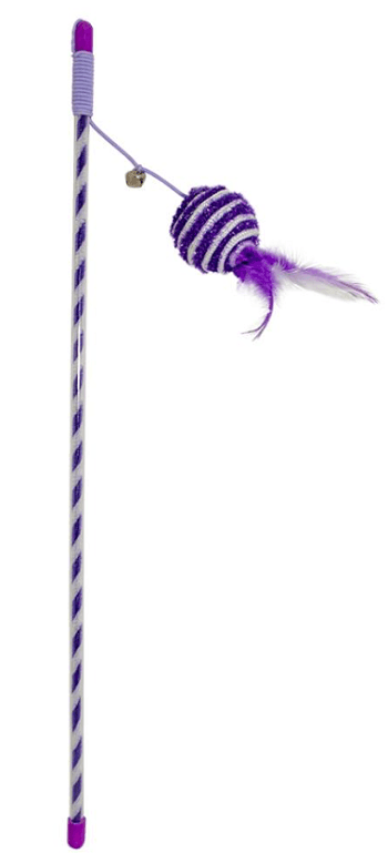 Hračka pre mačky DUVO+ tyč na hranie s loptou trblietavou,lákavou pre mačky, fialová 46x4x3,5cm