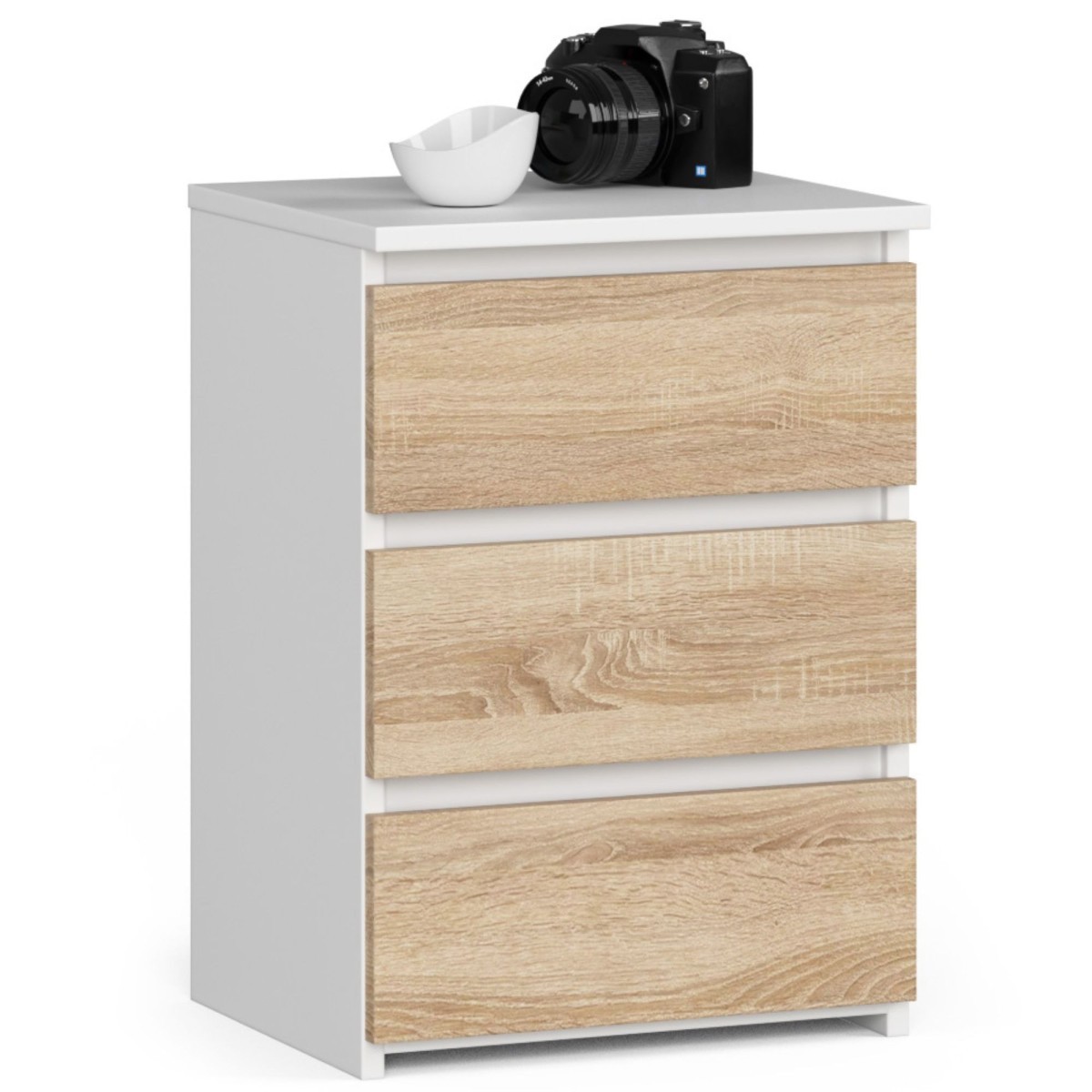 Komoda CL3 se 3 zásuvkami 40 cm bílá/dub sonoma