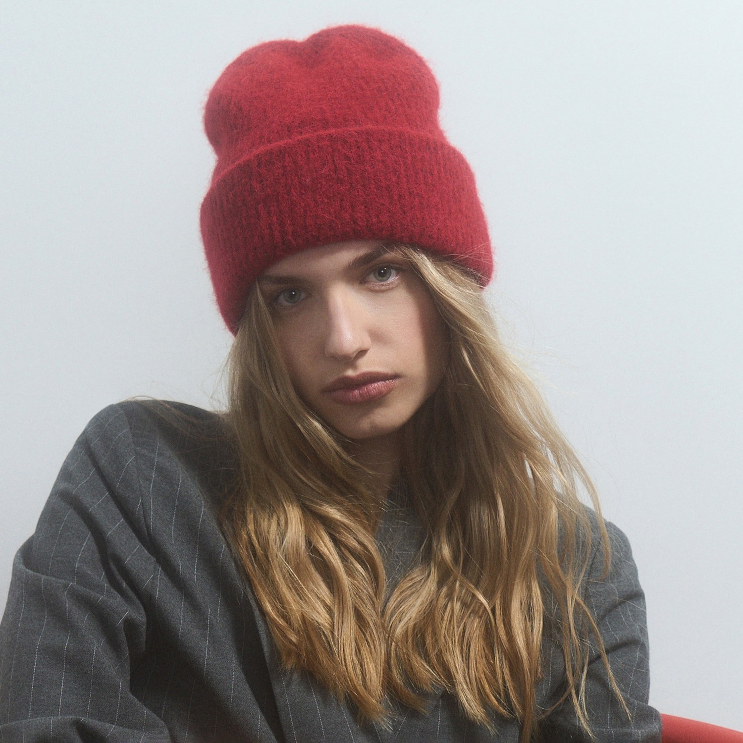 Reserved - Čiapka beanie s prímesou alpaky - Bordový
