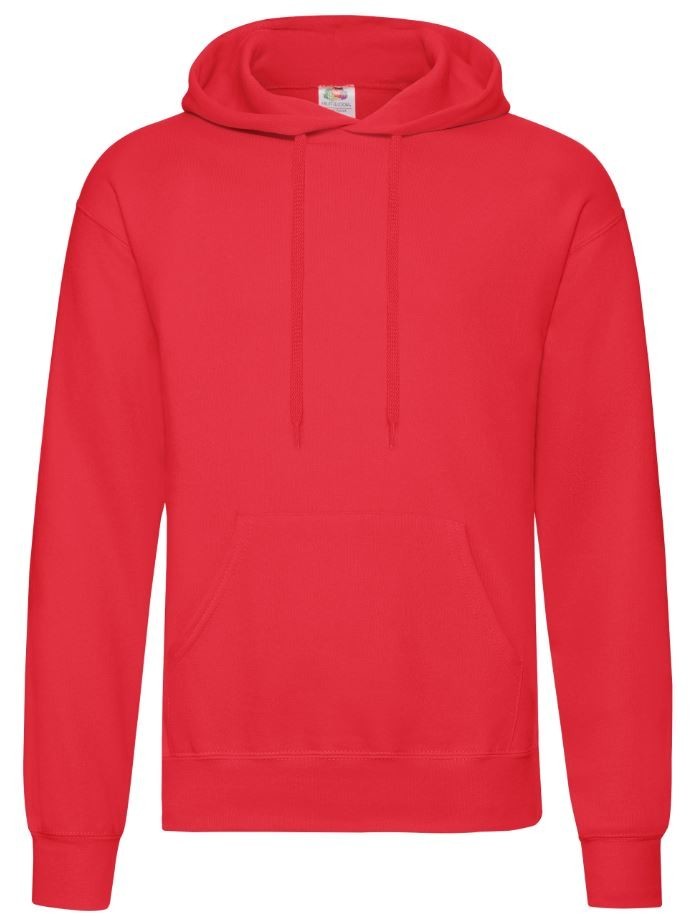 Mikina pánska Fruit of the Loom Classic Hooded Sweat - červená, S