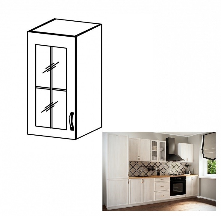 KONDELA Sicilia G40S L horná kuchynská skrinka biela / sosna Andersen