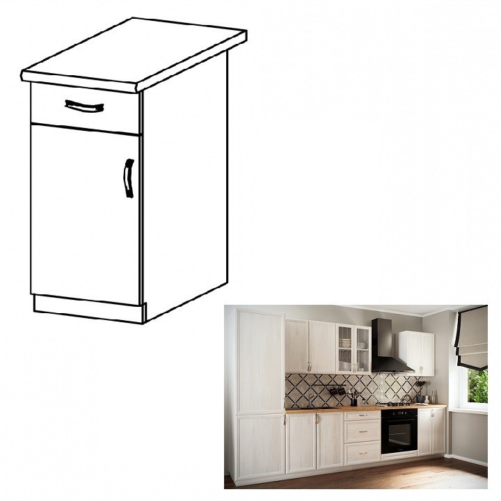 KONDELA Sicilia D40S1 L dolná kuchynská skrinka biela / sosna Andersen