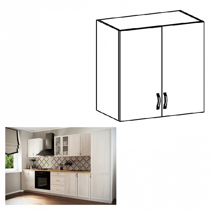 KONDELA Sicilia G80 horná kuchynská skrinka biela / sosna Andersen