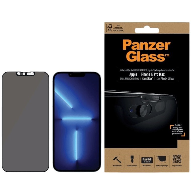 PanzerGlass   Tvrdené sklo Case Friendly Privacy CamSlider AB pre iPhone 13 Pro Max  KP28960