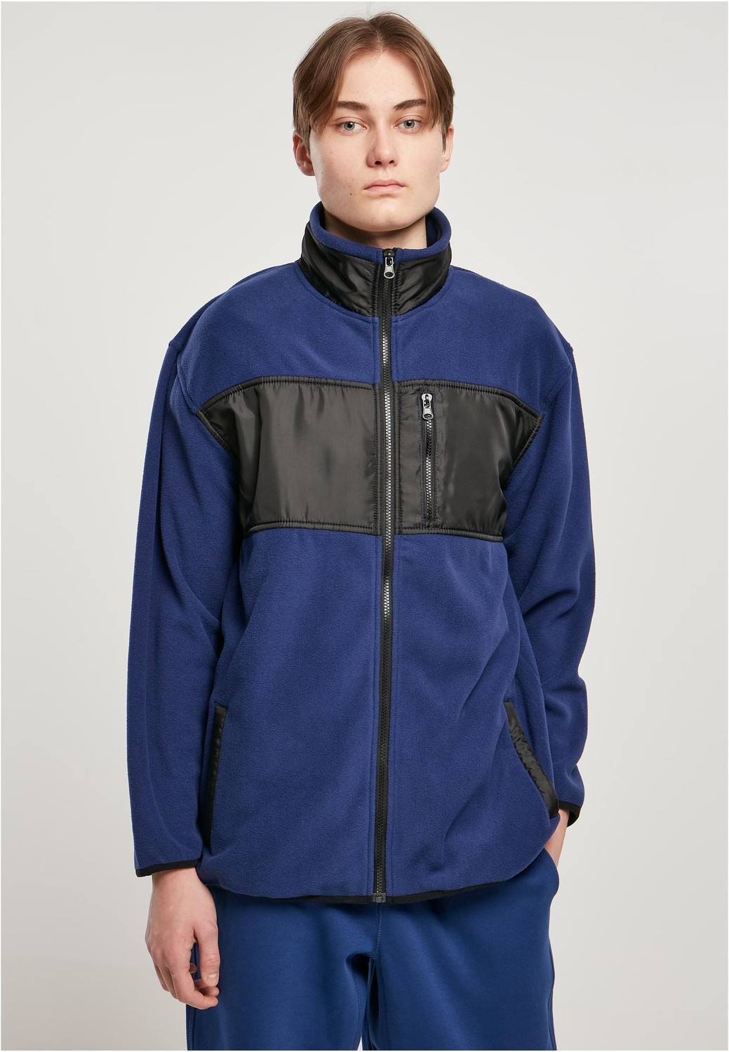 Patched spaceblue microfleece jacket