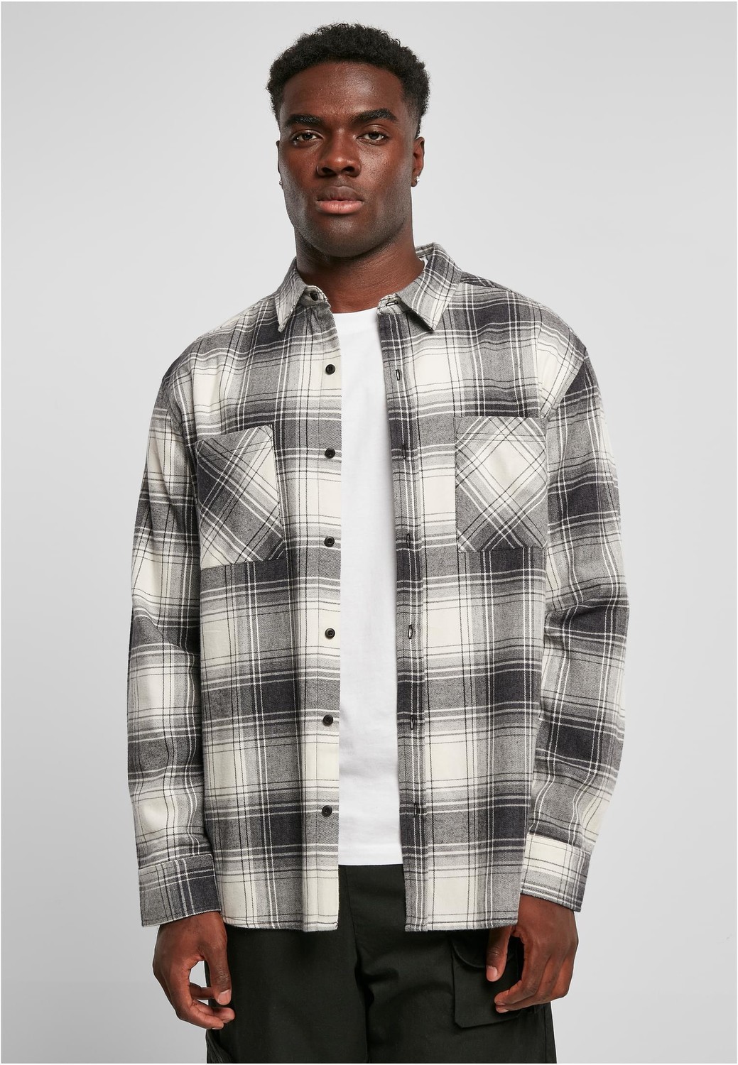Mock Check Shirt White Sand/Black
