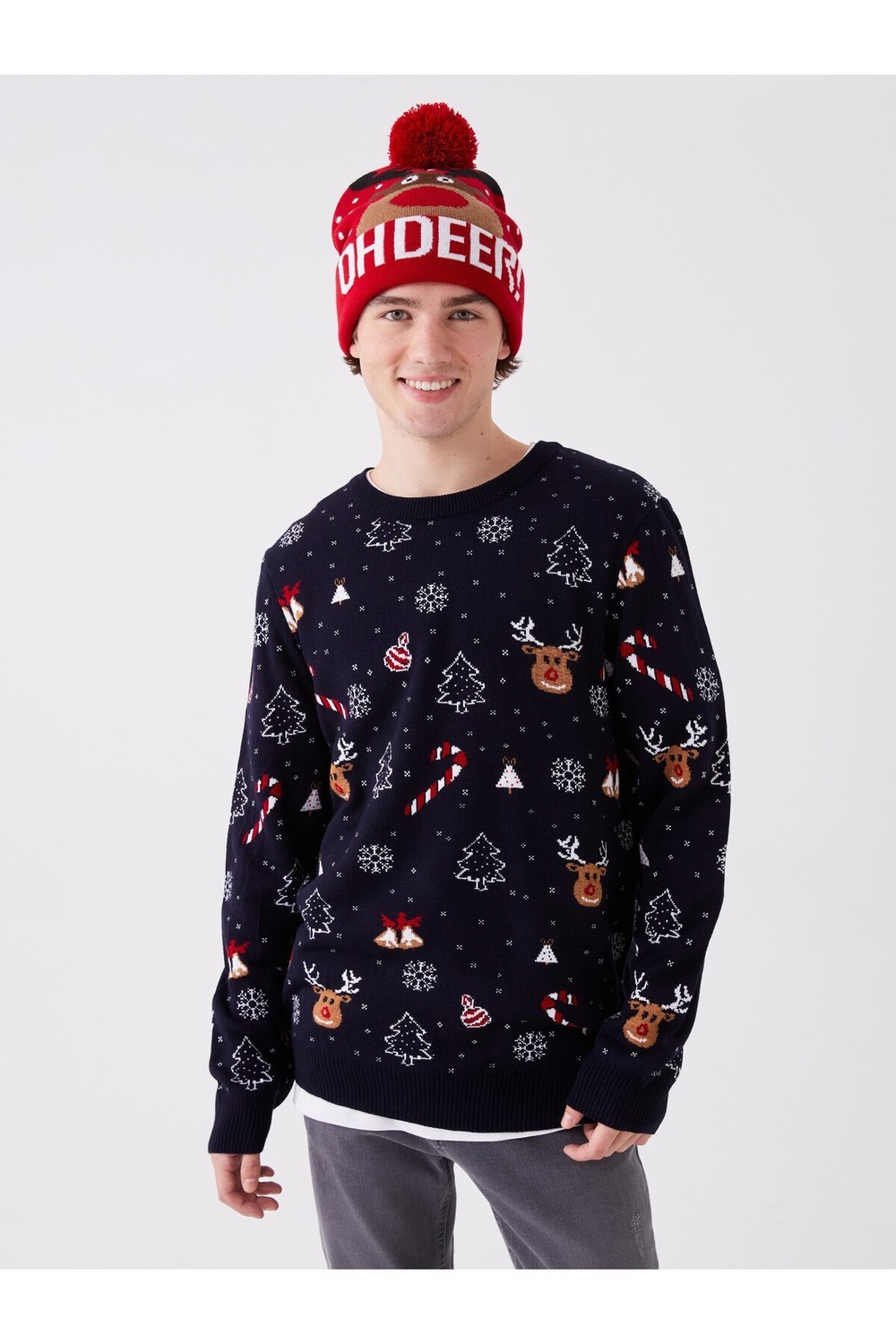 LC Waikiki Crew Neck Long Sleeve Christmas Theme Men's Knitwear Sweater