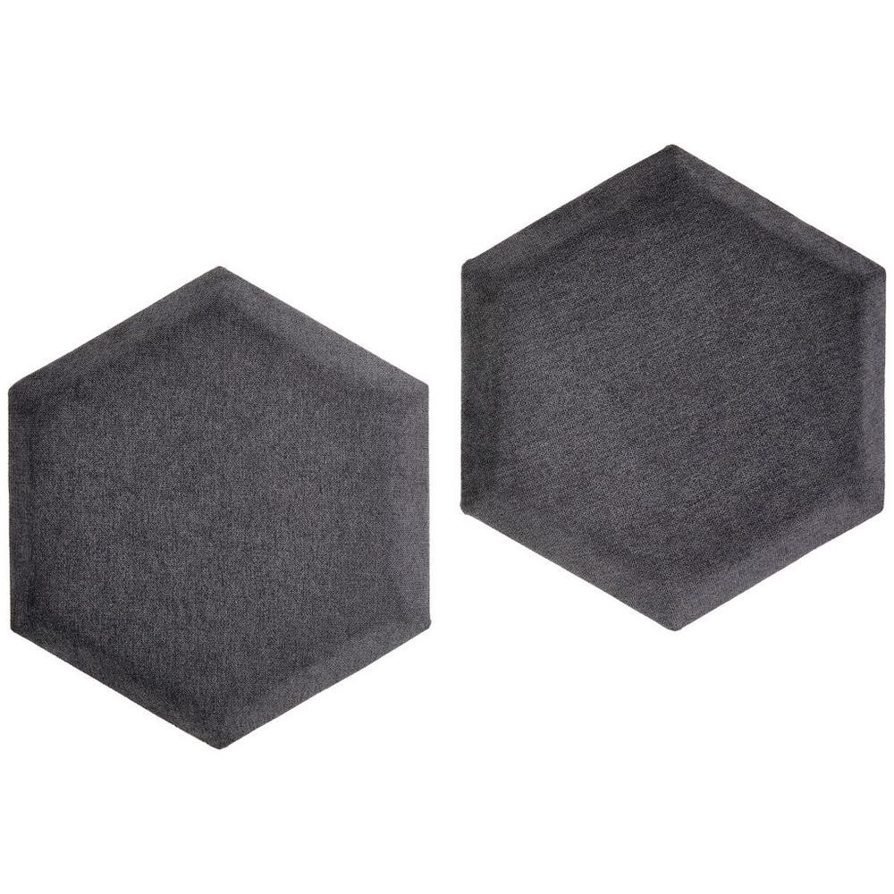 Čalúnený Panel 2ks, 36x32cm Hexagon, Tmavosivá