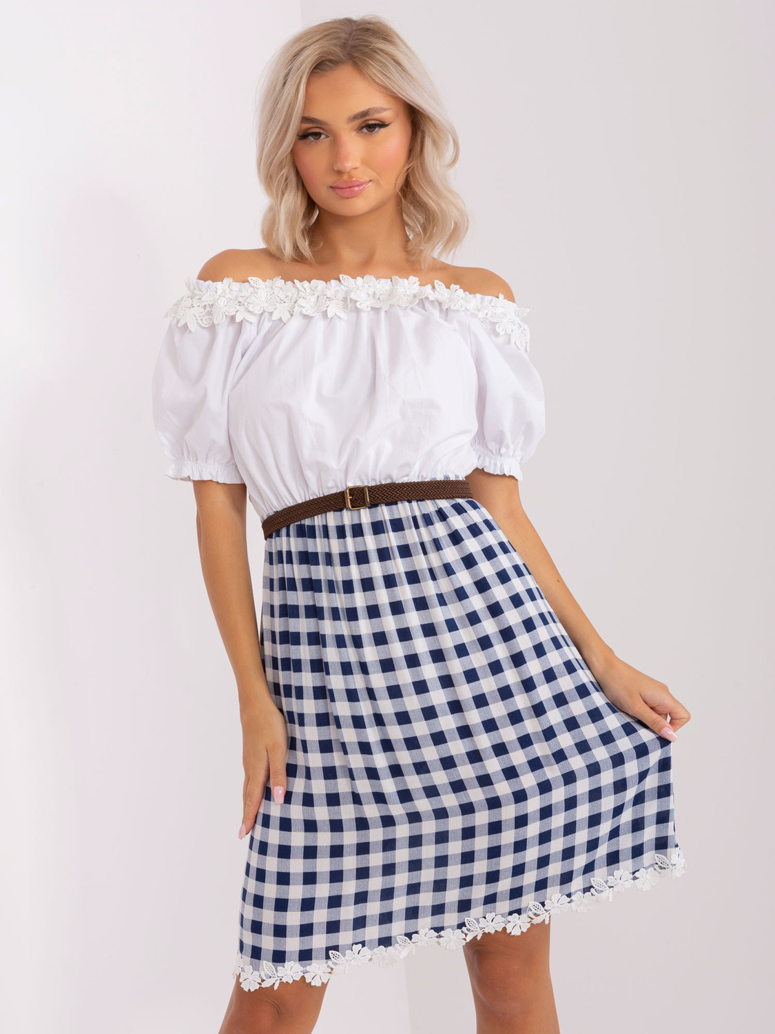 LK SK 506358 šaty.21P biela a tmavo modrá 36