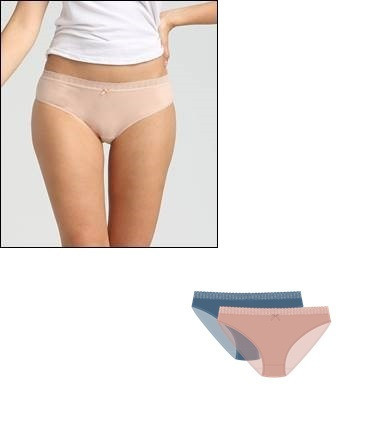 Dámske bavlnené nohavičky 2 ks DIM ECO FASHION SLIPS 2x - DIM - koralová L