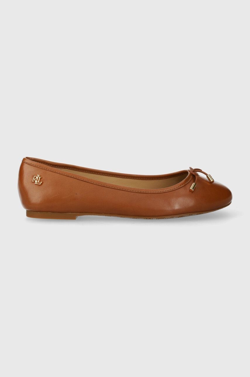 Kožené balerínky Lauren Ralph Lauren Jayna hnedá farba, 802940603002