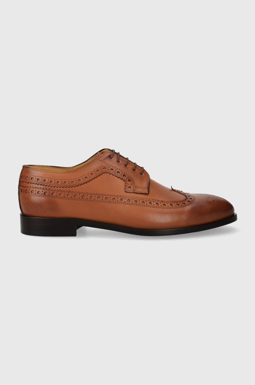 Kožené poltopánky PS Paul Smith Ark pánske, hnedá farba