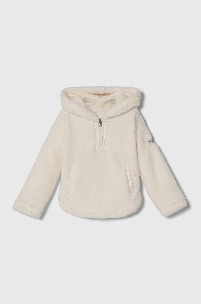 Detská mikina Abercrombie & Fitch béžová farba, s kapucňou, jednofarebná