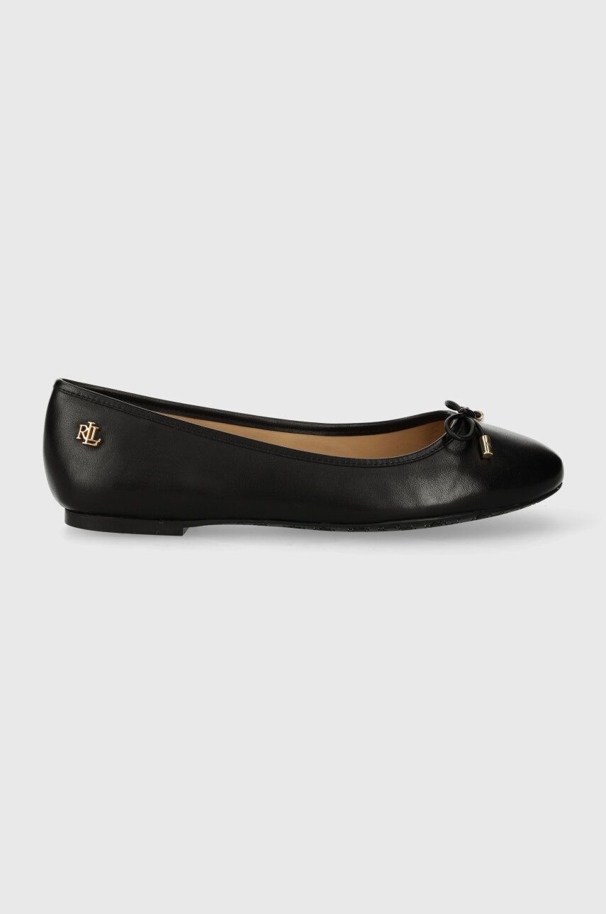 Kožené balerínky Lauren Ralph Lauren Jayna čierna farba, 802940603001