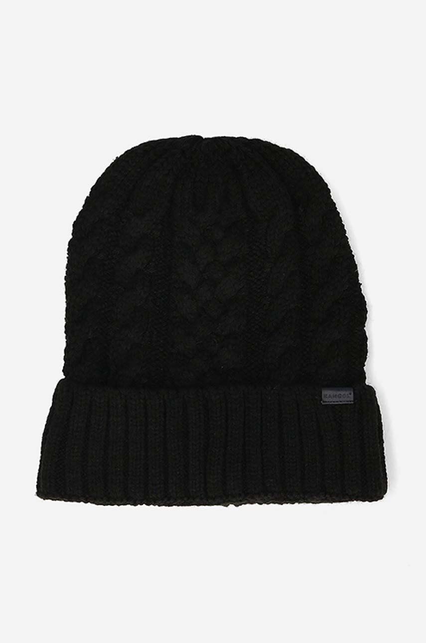Čiapka Kangol Cable Beanie HEATHER K3376HT-TANHEATHER, čierna farba, z hrubej pleteniny