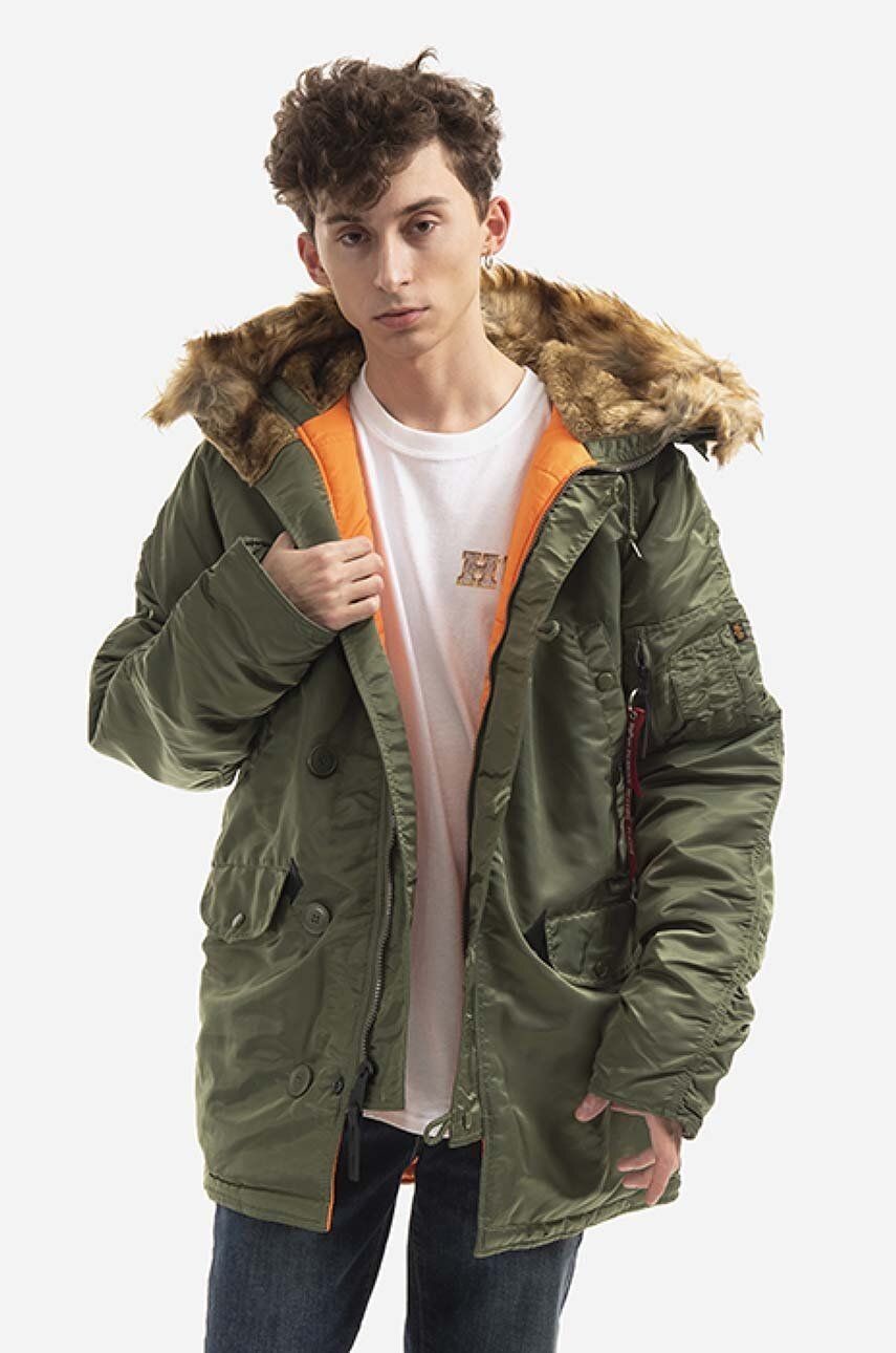 Bunda Alpha Industries N3B VF 59 103141.01, pánska, zelená farba, zimná