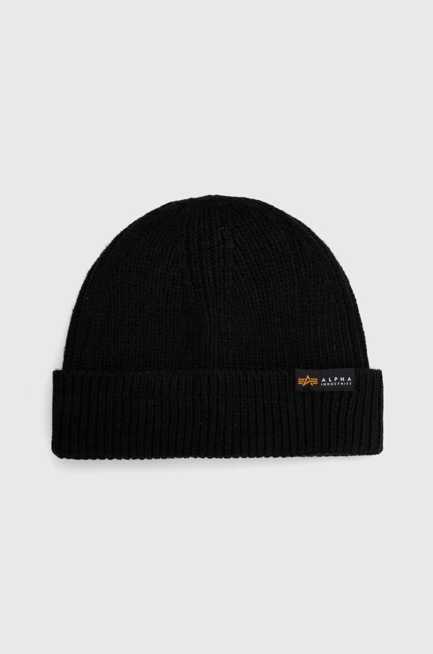 Čiapka Alpha Industries Dockers Beanie 138905.03, čierna farba, z tenkej pleteniny