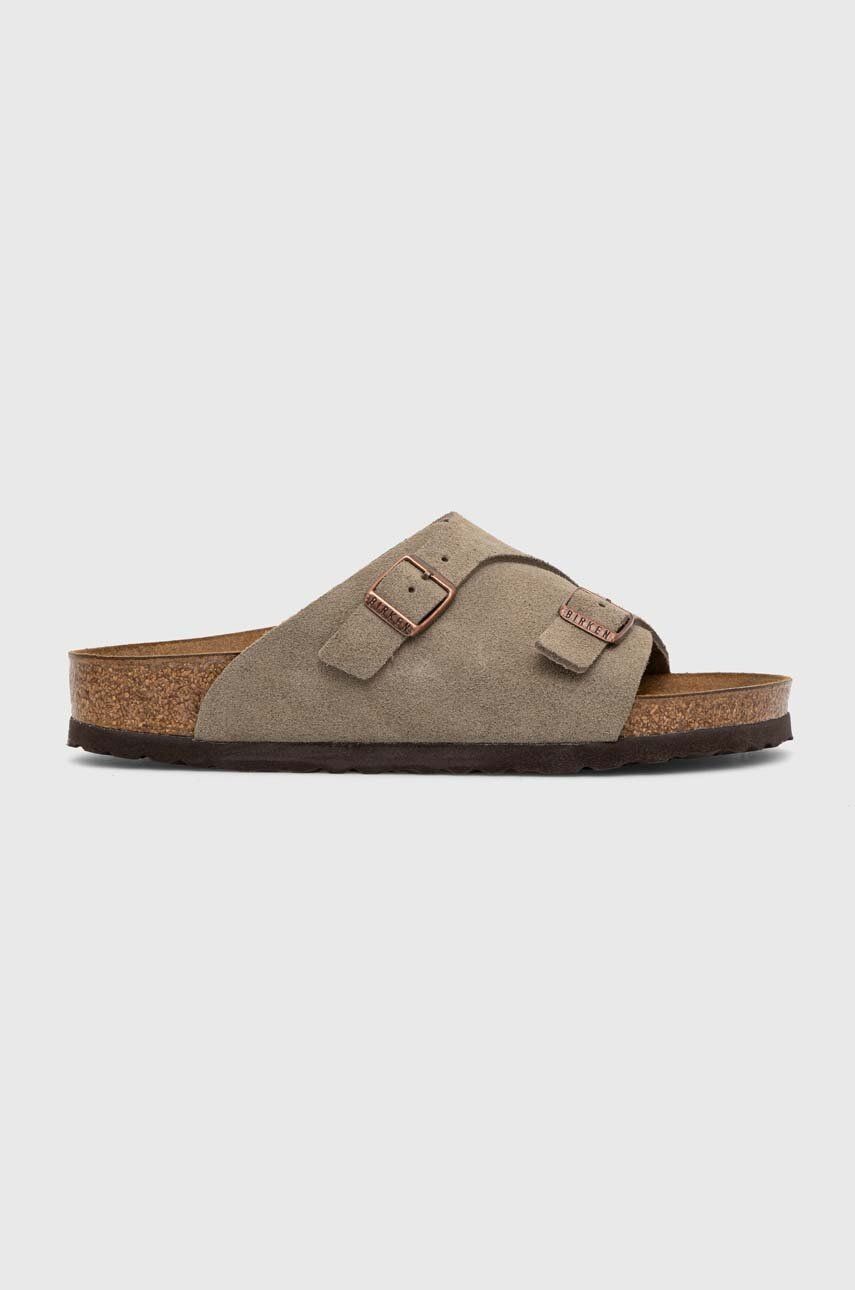 Semišové šľapky Birkenstock dámske, šedá farba