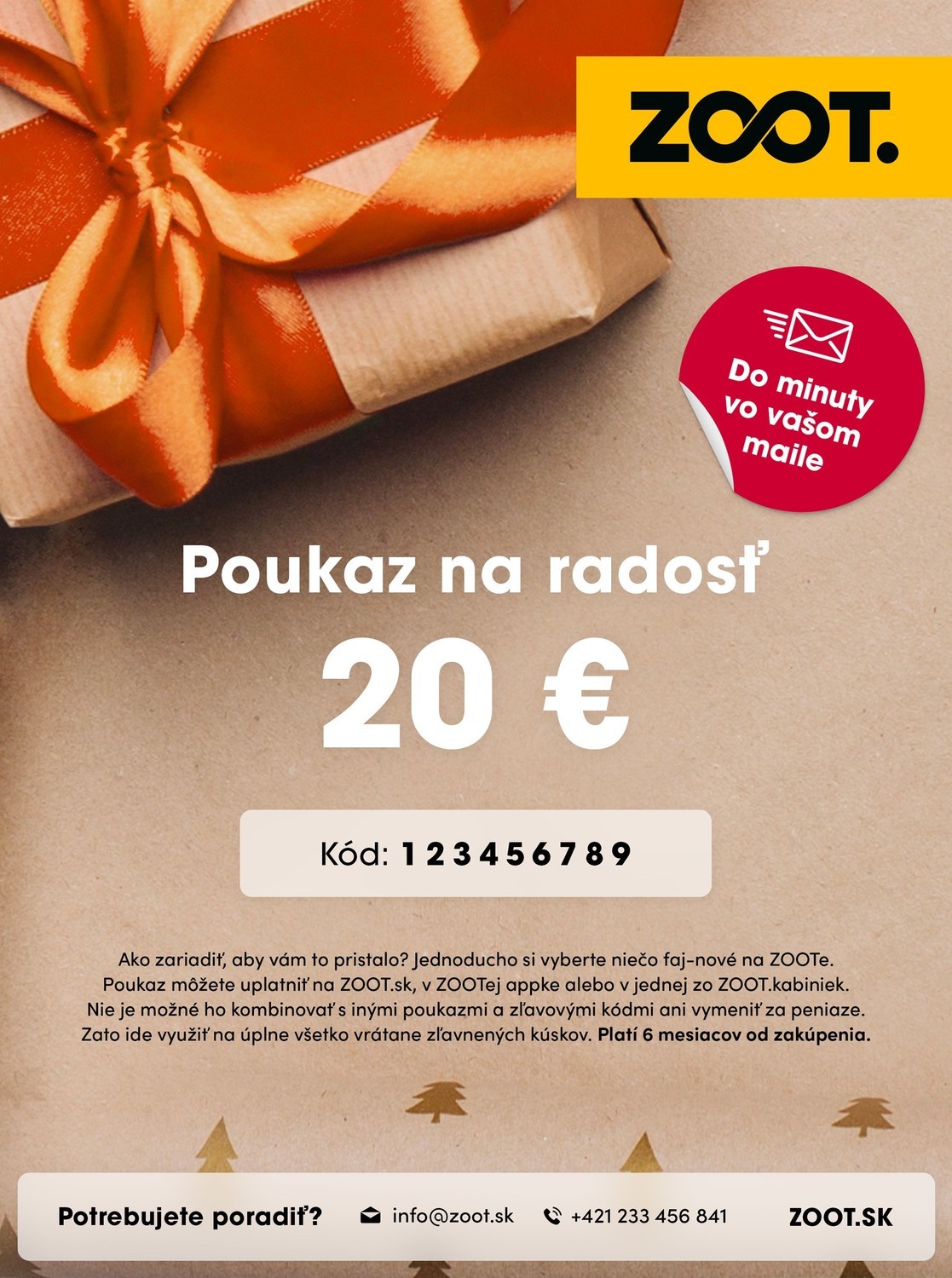 Vianočný elektronický poukaz zo ZOOTu v hodnote 20 €