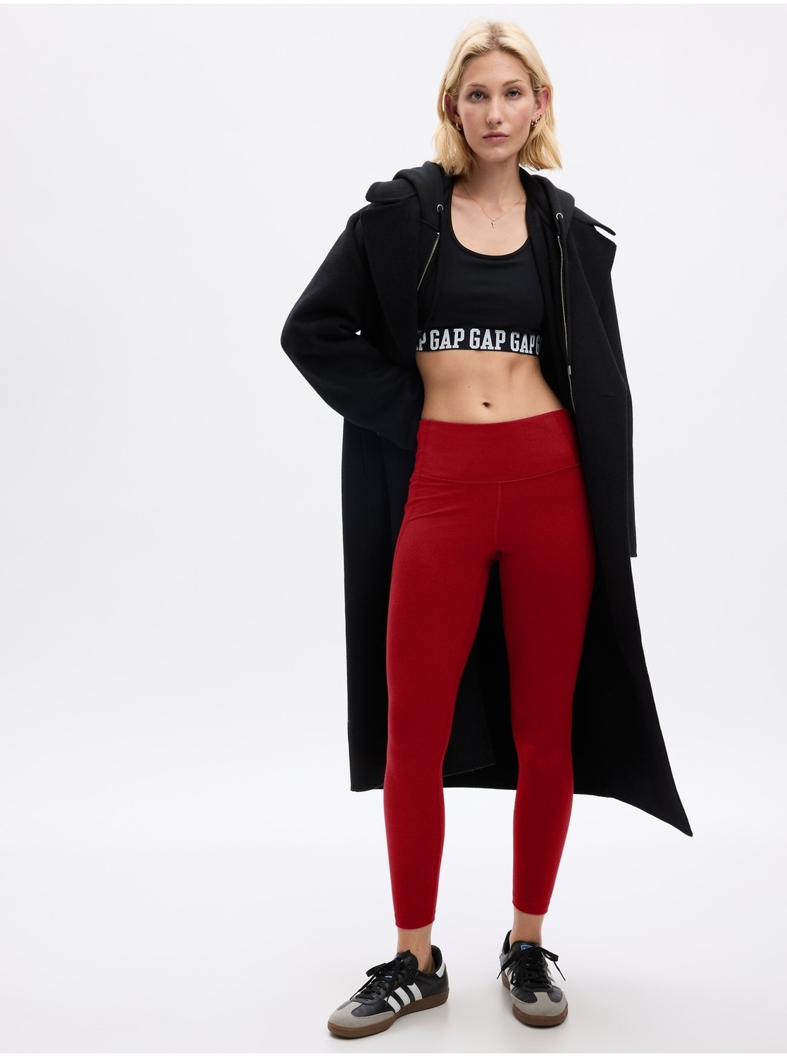 Červené dámske športové legíny s vysokým pásom GAP GapFit