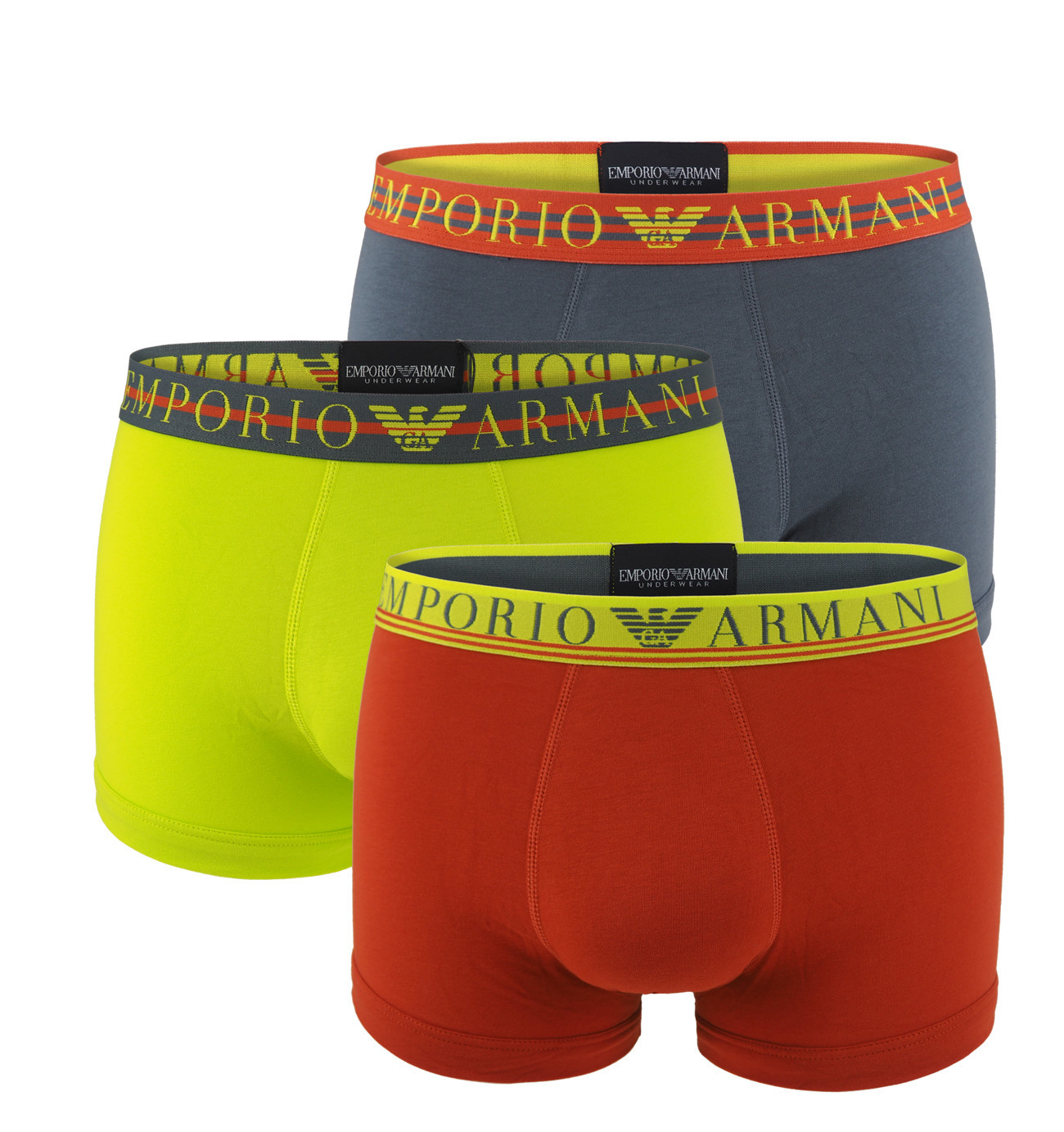 EMPORIO ARMANI - boxerky 3PACK stretch cotton fashion Armani logo antracit & ruggin combo colore - limited edition
