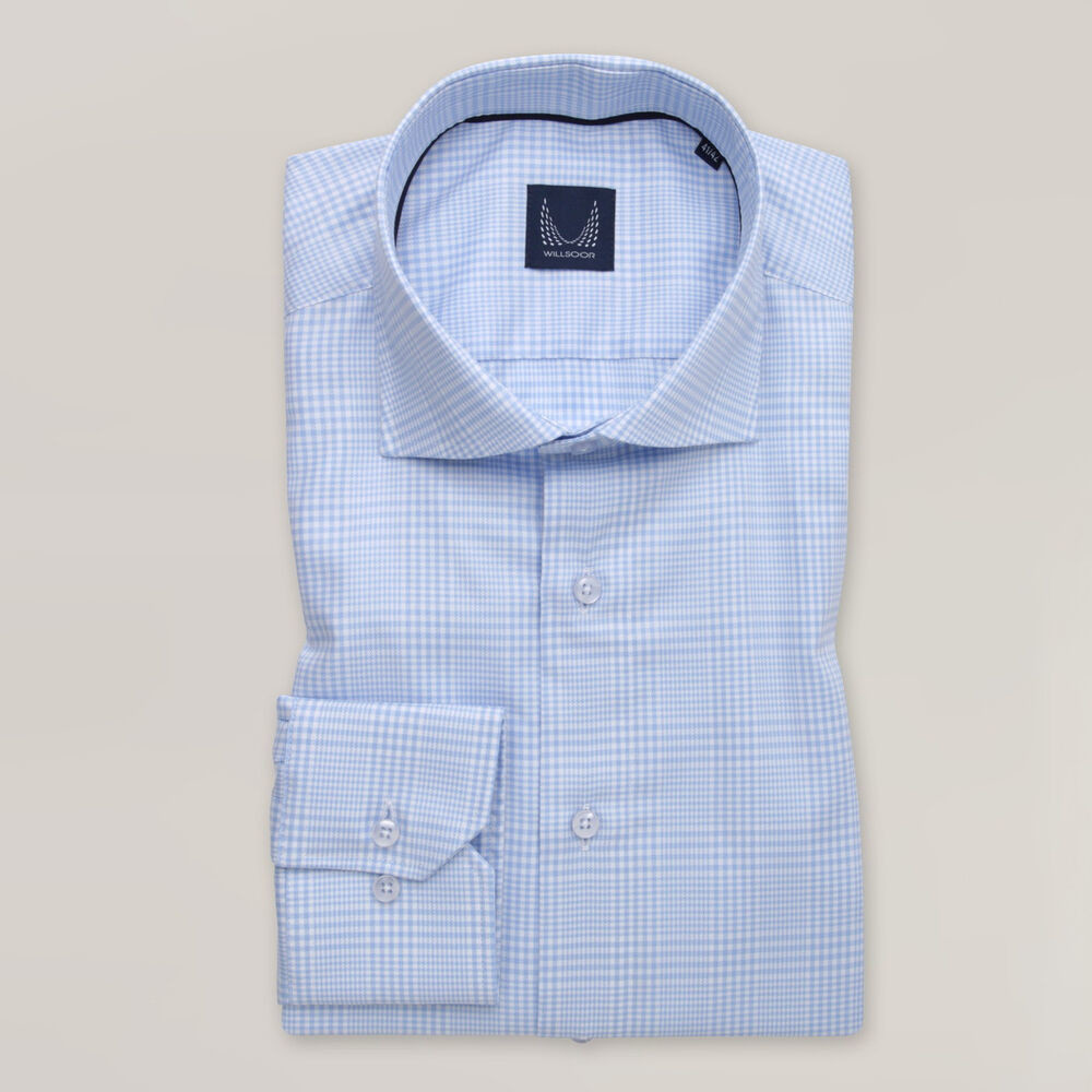 Pánska košeľa slim fit svetlomodrá s talianskym golierom 15907