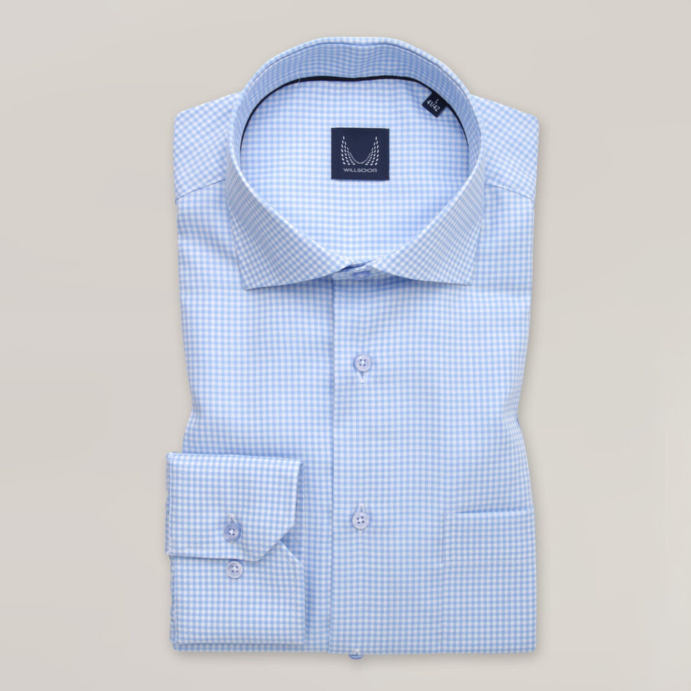 Pánska košeľa slim fit svetlomodrá s károvaným vzorom 15909