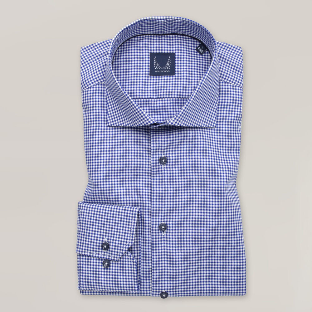 Pánska košeľa slim fit modrá s károvaným vzorom 15911