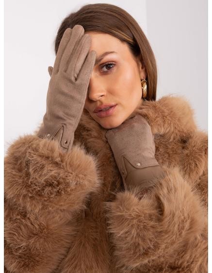 Dámske rukavice s vložkami z ekokože SORA tmavobéžové