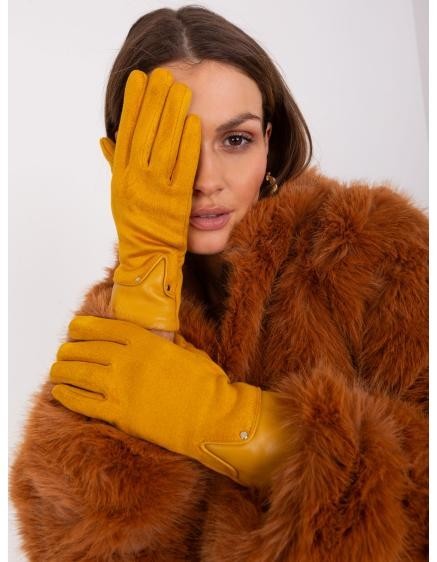 Dámske rukavice s vložkami z ekokože SORA tmavožlté