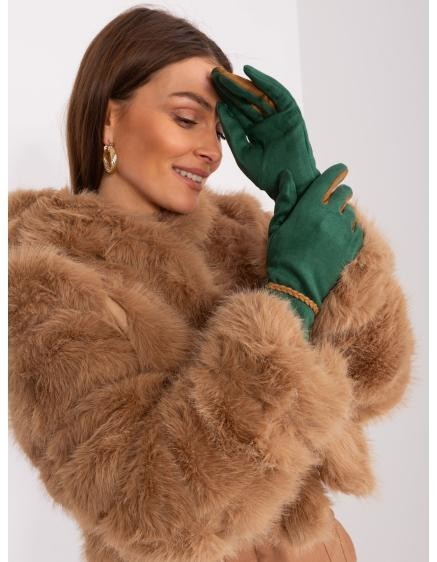 Dámske rukavice s ozdobnými pruhmi VIVA tmavozelené