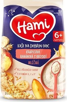 Hami mliečna kaša krupicová banánová s broskyňou 210 g