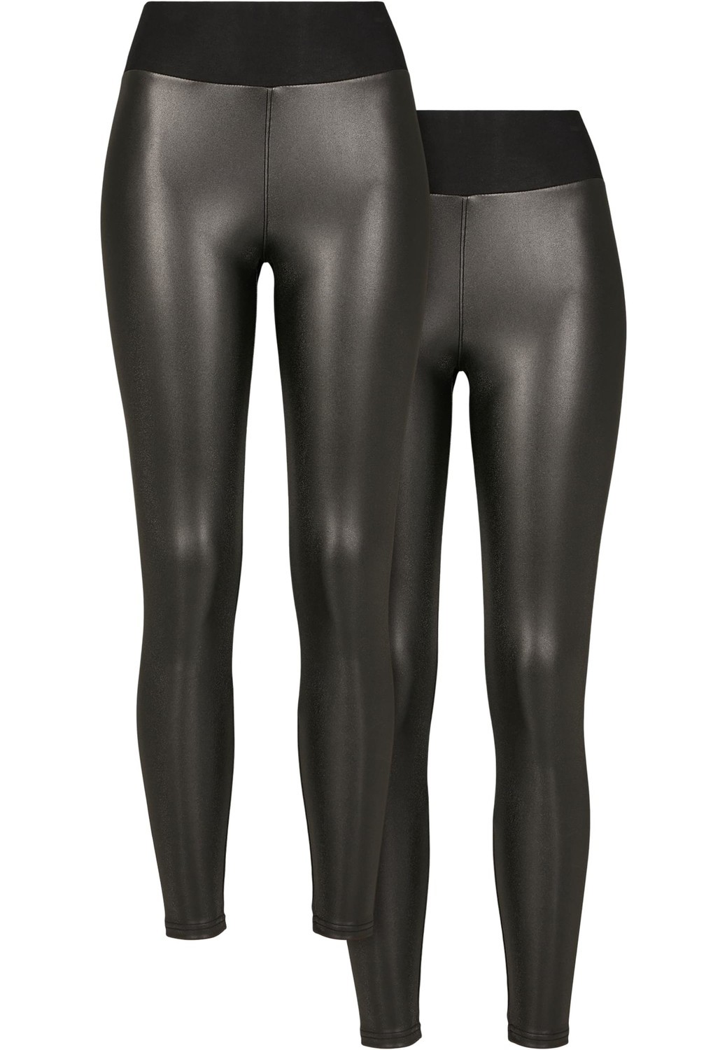 Women's High Waisted Faux Leather Leggings, Pack of 2 Black+Black