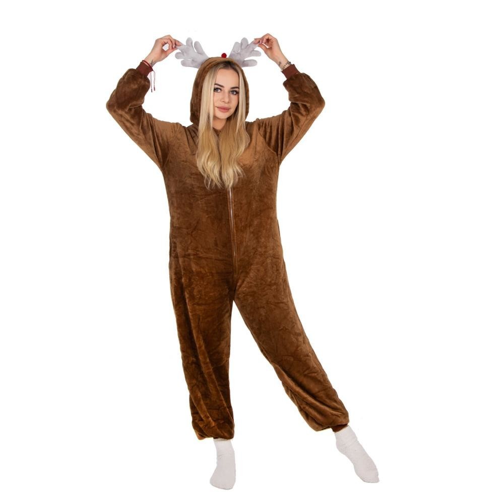 Plyšový overal Kigurumi - vzor sob - veľkosť S - 160 cm