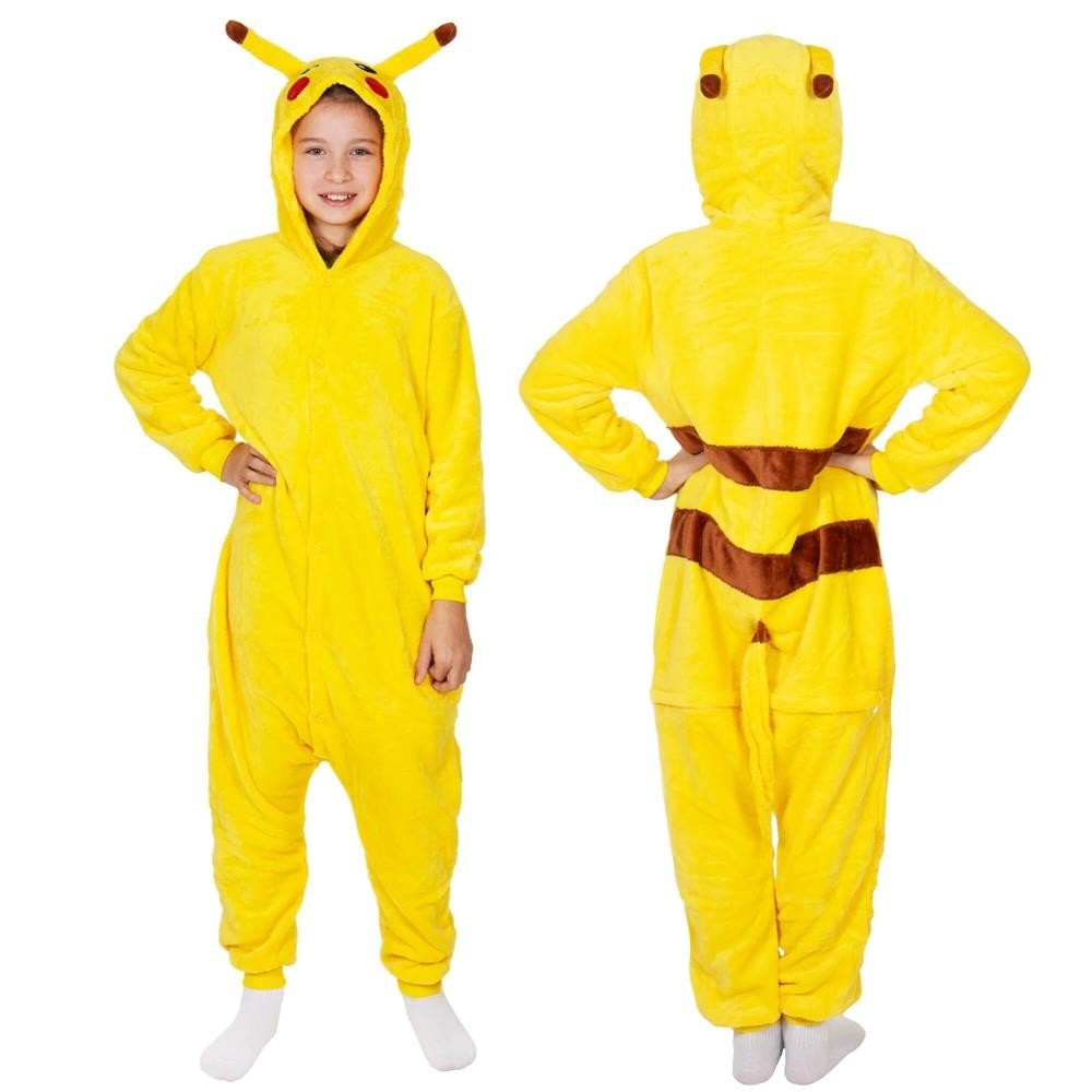 Plyšový overal Kigurumi - vzor pikachu - 130-140 cm