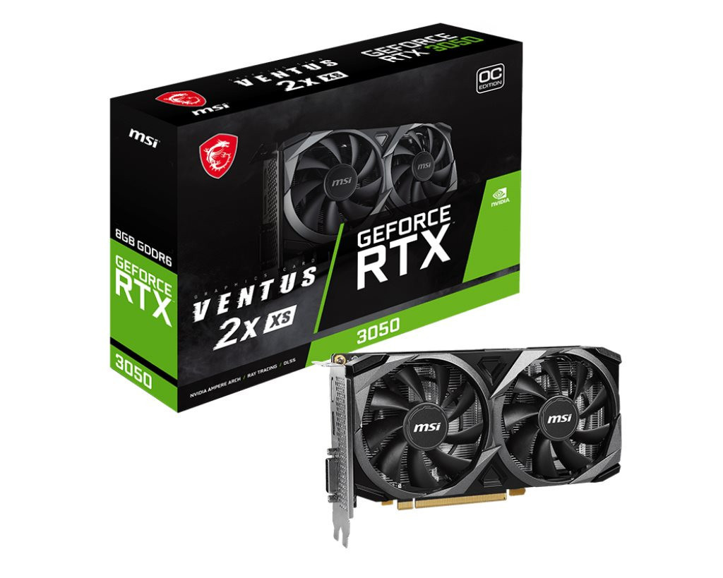 MSI VGA NVIDIA GeForce RTX 3050 VENTUS 2X XS 8G OC, RTX 3050, 8GB GDDR6, 1xDP, 1xHDMI, 1xDVI