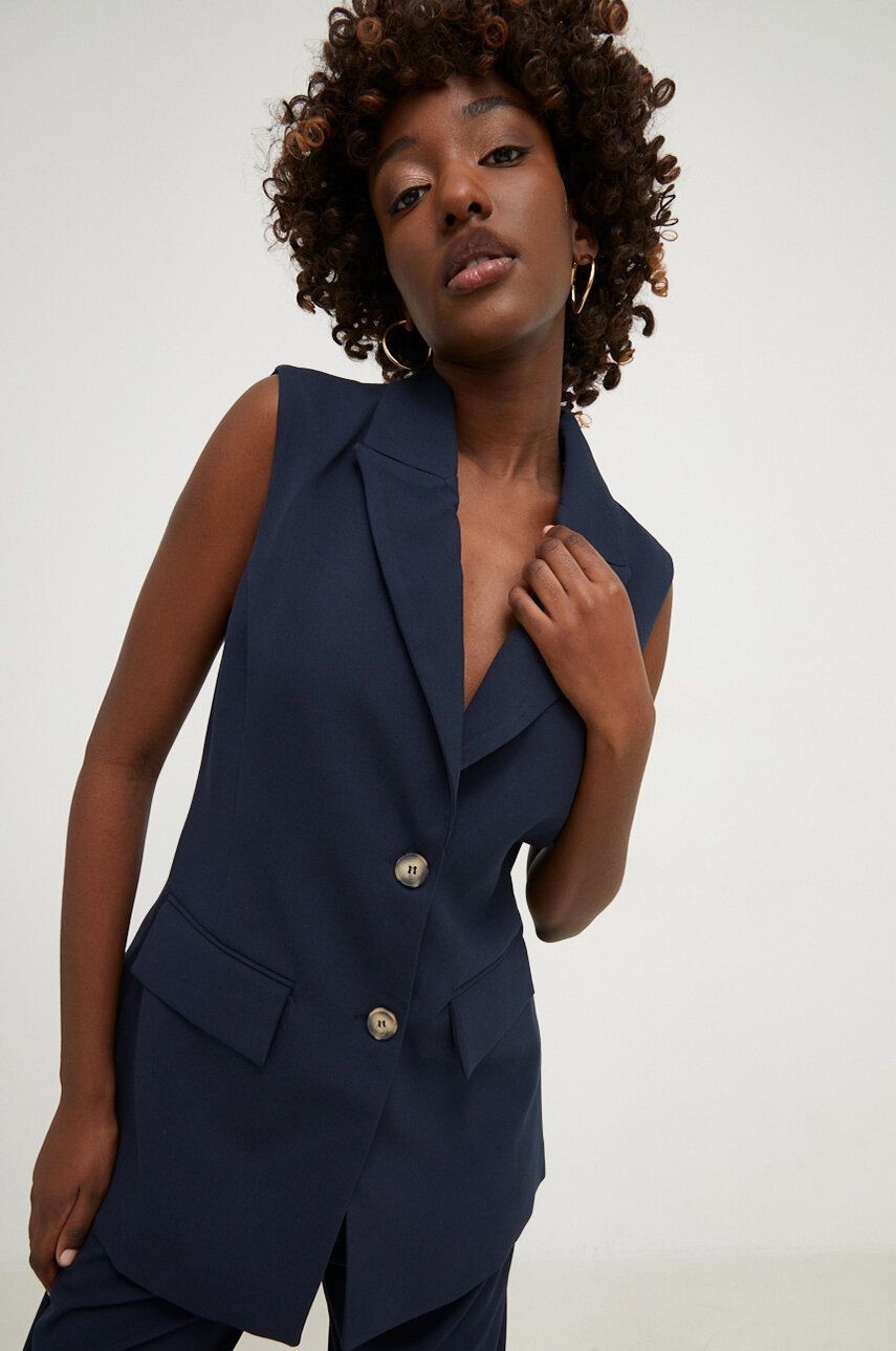Vesta Answear Lab tmavomodrá farba, jednoradová