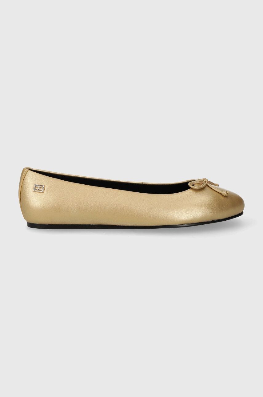 Kožené balerínky Tommy Hilfiger ESSENTIAL GOLDEN BALLERINA zlatá farba, FW0FW07865