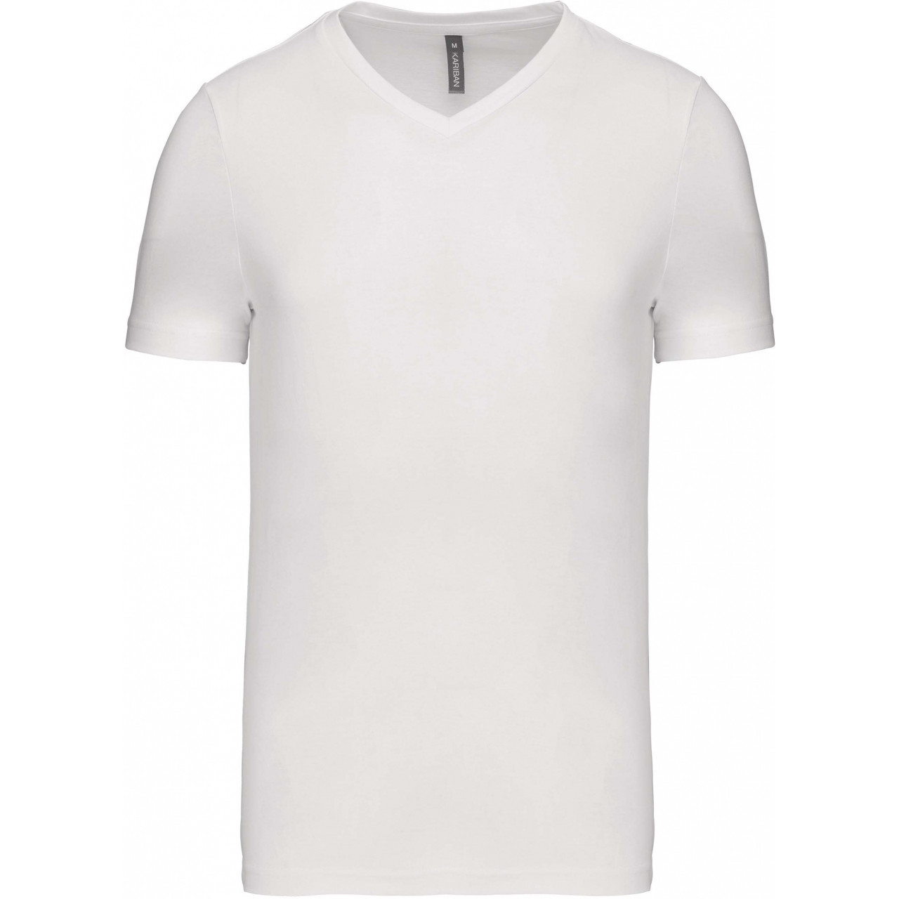 Pánske tričko Kariban krátky rukáv V-neck - biele, S