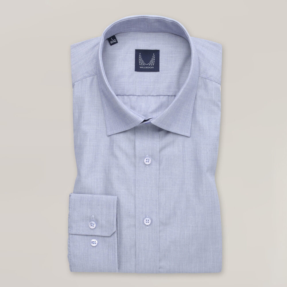 Pánska košeľa slim fit vo svetlej sivomodrej farbe s jemným vzorom 15948