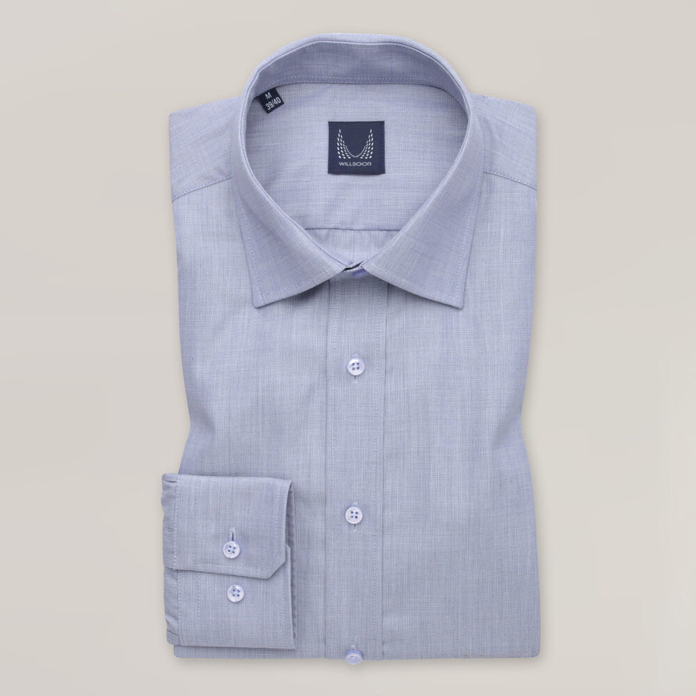 Pánska košeľa slim fit sivomodrá s jemným vzorom 15950